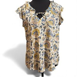 NWOT LUCKY BRAND Mixed Media Flutter Sleeveless Top